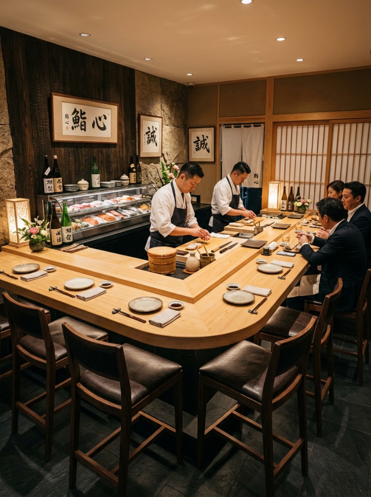 카운터석 — 오마카세 바와 셰프의 작업 공간