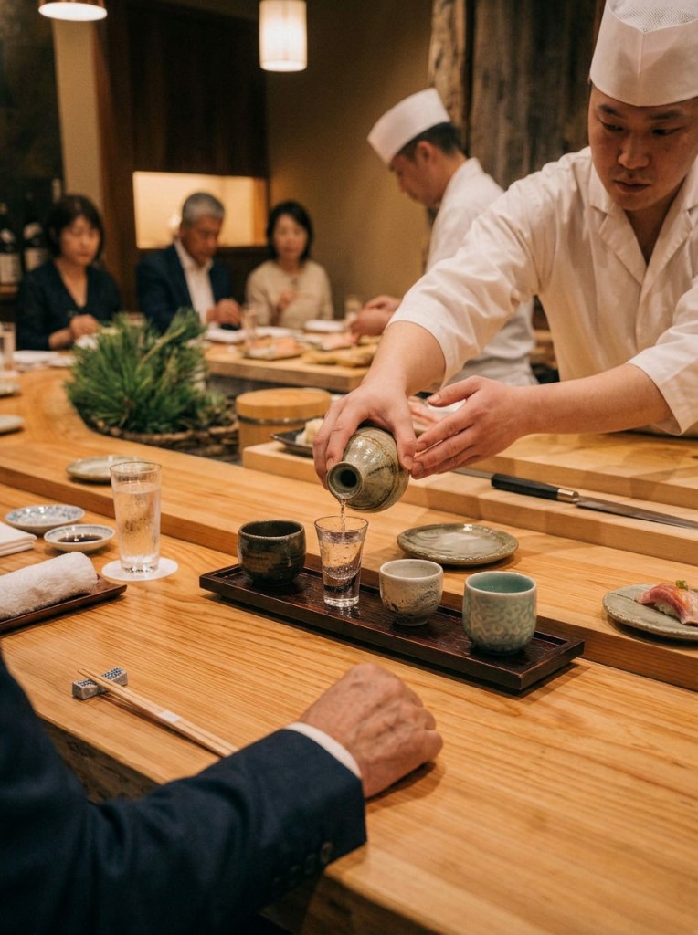 사케 페어링 — 잔에 따르는 페어링 음료
